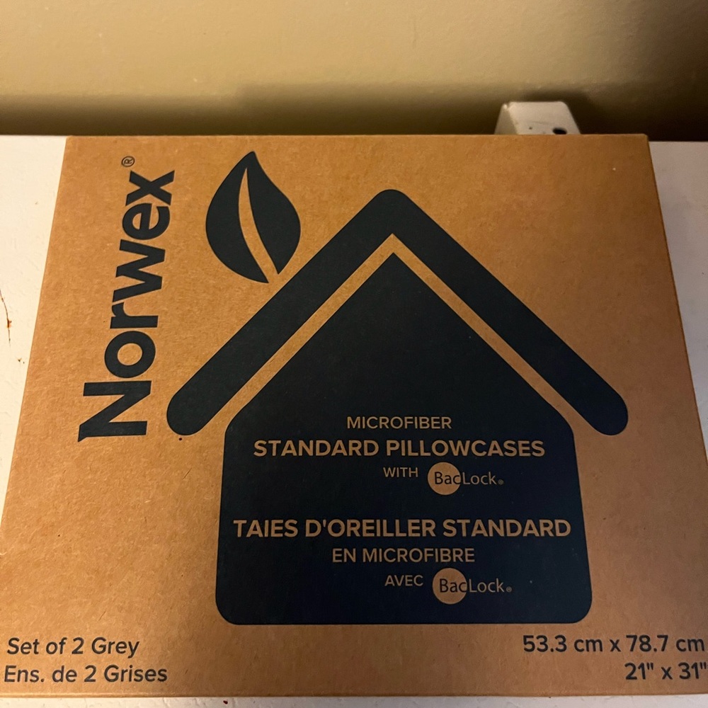 Norwex Standard Size Pillow Case (2) grey